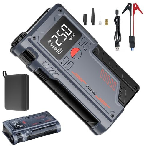 Avviatore di emergenza per batteria auto, power bank portatile, display digitale a LED, alimentazione energetica ad alta capacità, ideale per auto, veicoli, kit di sicurezza