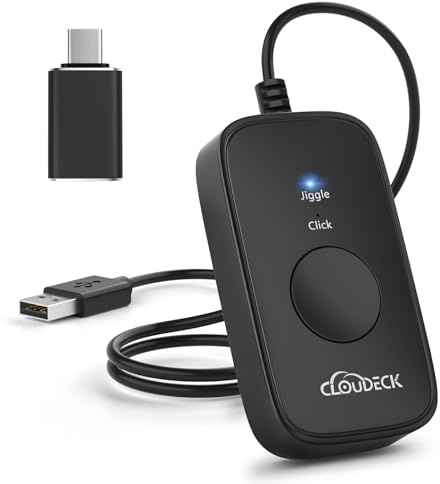 Cloudeck Mouse Jiggler Undetectable,2 in 1 Mouse Mover and Mouse Clicker with Type-C Adapter for Computer, Plug & Play, Simulate Mouse Movement to Prevent The Computer from Entering Sleep Mode