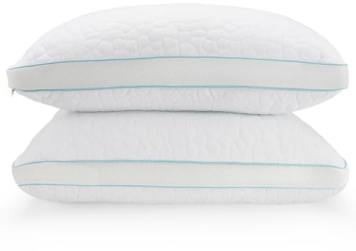 Shredded Memory Foam Kissen 2er Set – Höhenverstellbar & anpassbare Festigkeit – Bambusviskose Bezug, atmungsaktiv & waschbar – ergonomisches Schlafkissen für Seiten-, Rücken- & Bauchschläfer 40x80 cm