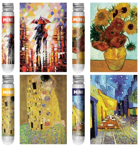 4 Pack Kleines Puzzle Kunst für Erwachsene 150 Teile Mini-Puzzles Ölgemälde Herausforderndes Mikro-Puzzle Reisepuzzle Eignet Sich als Geschenk,Wohndekoration(15 x 10 cm)