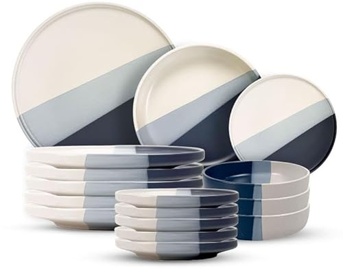Servizio di Piatti da Tavola in Ceramica Skandik Mood Grey 18 Pezzi