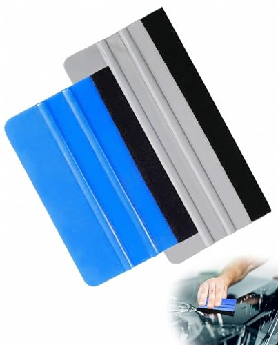 UEAVOID Rakel für Folie Set 2 Stück – 10cm Blau & 15cm Silber, quadratische Glätter für blasenfreie Montage von Autofolien, Möbelfolien, Wandtattoos & Fliesen