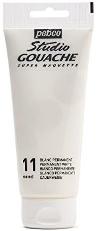 Pébéo – Peinture Gouache 100ml – Tube de Peinture Gouache Qualité Fine – Idéal Travaux Étude – 1 Tube de 100 ml Blanc Permanent