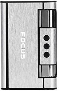 Focus Original : Distributeur Boite boitier étui 8 Cigarettes avec Briquet tempête Argent.