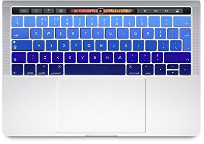 Se7enline Compatible with Macbook Pro Touch Bar Keyboard Cover for MacBook Pro 13/15 inch With Retina Display (2016/2017/2018/2019/2020) Model A1706/A1989/A2159/A1707/A1990 (UK Layout),Ombre Blue