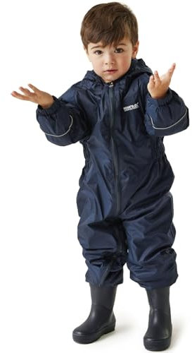 Regatta Kids Splosh III Waterproof And Breathable Insulated Lightweight All-In-One Suit - Navy, Size 6-12 m