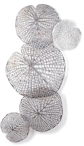 Design WANDDEKORATION Leaves Big | Metall, antik-Silber, 97 cm | Deko Wandbild