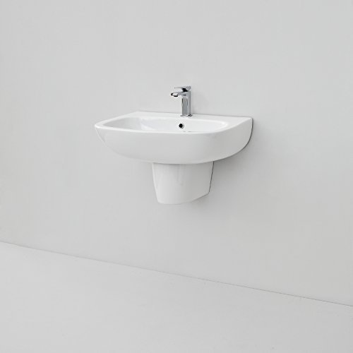 Lavandino Lavabo con semi colonna serie Ten in ceramica 65x51 cm - Made in Italy