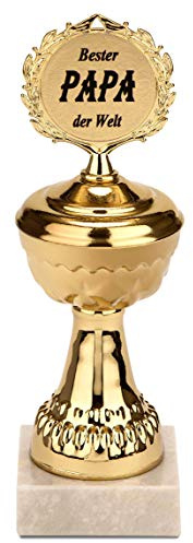 BRUBAKER Pokal - goldene Trophäe mit Marmorsockel - Geschenkidee für Väter - Motiv: Bester Papa der Welt