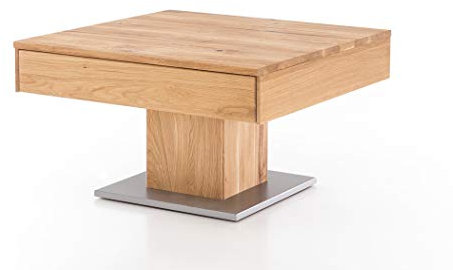 expendio Couchtisch Arnd Wildeiche geölt 75x75x44 cm Sofatisch Massivholztisch Säulentisch Wohnzimmertisch Beistelltisch Wohnzimmer