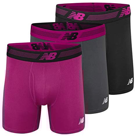 New Balance Herren-Boxershorts ohne Eingriff, Schwarz/Orca/Maulbeere, M
