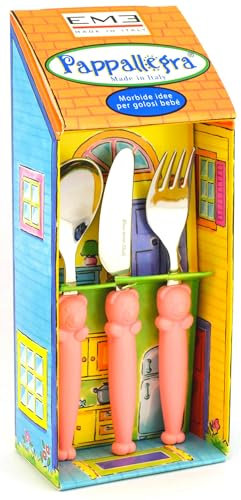 Set Posate per Bambini in Acciaio Eme Pappallegra Rosa