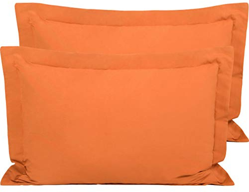 FLXXIE 2 Pack 100% Brushed Microfiber 1800 Oxford Pillowcases, Stain Fade and Wrinkle Resistant, Soft and Cozy King Oxford Pillow Cases | Hotel Quality Pillow Shams, Orange, 50x90 cm