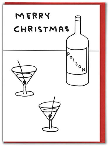 Brainbox Candy Official David Shrigley - Funny Christmas Cards- 'Xmas Poison' - Perfect For Friends Mates Him Her Boyfriend Girlfriend Partner - Sold Exclusively