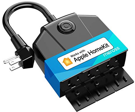 Outdoor Smart Plug, meross Outdoor Wi-Fi Outlet with 3 Independent Sockets Compatible with Apple Homekit, Alexa and SmartThings, Voice & Remote Control, Timer, 2.4 GHz only,Black