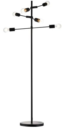 Lindby Stehlampe Estar (Retro, Vintage Antik) in Schwarz aus Metall (6 flammig E27) - Stehleuchte Standleuchte Floor Lamp Wohnzimmerlampe Wohnzimmerleuchte