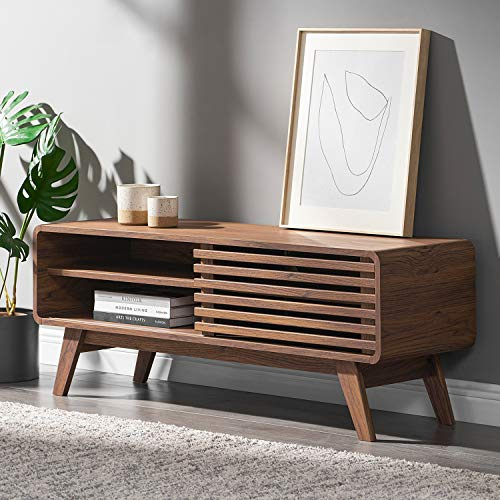 mopio Ensley TV Stand, Mid Century Modern for 55/60/65 inch TV, Farmhouse TV Stand, Entertainment Center with Storage, TV and Media Console for Living Room (Walnut, 46)