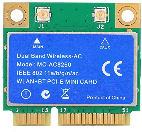 Scheda MINI PCI-E, 8260 WLAN + BT 2-in-1 MC8260 1200M Dual Band Wireless Network Card, supporto 802.11a / b/g/n/AC, per Linux/Windows 10/8.1/8/7.