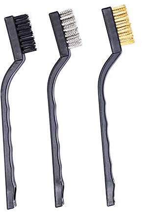 3Pcs Mini Wire Brush Set for Cleaning and Rust Removing, 7 Inch Industrial Wire Brushes of Stainless Steel/Nylon/Brass Bristles