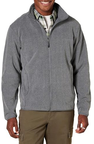 Amazon Essentials Giacca in Pile con Cerniera Intera (Disponibile in Taglie Big And Tall) Uomo, Carbone Puntinato, XL