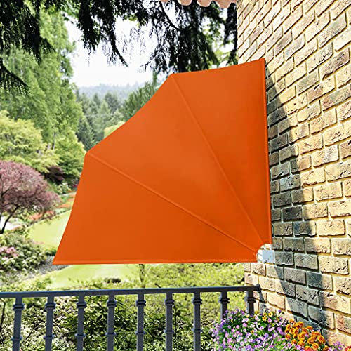 YITHOPI Sichtschutz Fächer, Faltbarer Balkonfächer, mit WANDPLATTE Blickdicht, Balkon Trennwand, Windschutz Sonnenschutz, Terracotta-Rot 140×140 cm