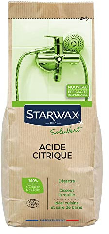 STARWAX SOLUVERT - Acide citrique - 1kg - Elimine le Tartre - Dissout la Rouille - 100% d'Ingrédients d'Origine Naturelle - - Fabriqué en France