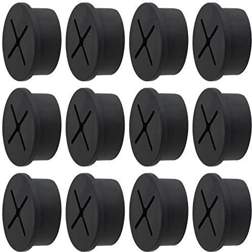 Lot de 12 œillets de bureau en caoutchouc souple de 2,5 cm, cache-trou pour câble en silicone pour bureau, table et autres meubles