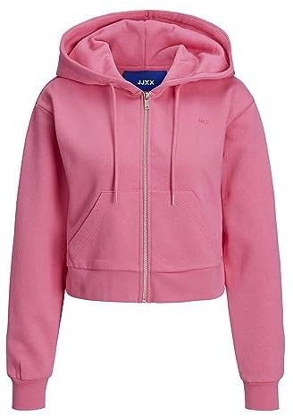 JJXX Jxabbie LS Reg Every Brush Zip Hood Noos Felpa, Carmine Rose/Stampa: Logo Magenta, XS Donna
