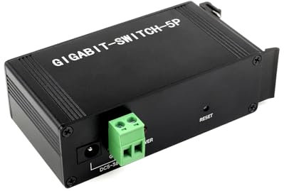 Waveshare Industrial Grade 5P Gigabit Ethernet Switch, IEEE 802.3X-Compliant Full-Duplex 10/100/1000M Connection, DIN Rail Mount…