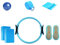 LTLCLZ 8Teiliges Yoga Starter Set Yogaball Magic Ring Pilates Circle Stretch Strap Yogablöcke rutschfeste Socken Für Das Heimtraining Fitness Kit,Blau