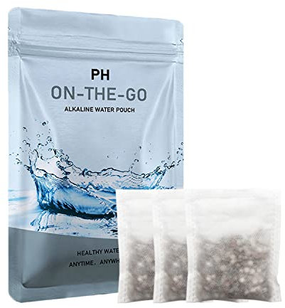 CUXFLS Portable Alkaline Water Filter Pouch for Your Bottle, Cup, Alkaline Water Filter System for Clean, High PH Water Alkalizer for Pure Drinking Water, Naturally Increases PH Levels (3 Pack)