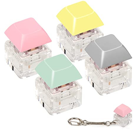4St Tastatur Zappel Schlüsselanhänger, Finger Dekompressionsspielzeug Keyboard Fidget Toy Fingerspielzeug Fidget Keycap Fidget Keychain für Studenten Teenager Erwachsene lindert Stress
