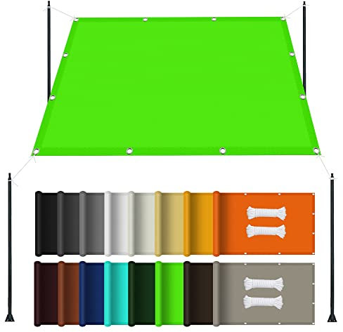 wasserdichte Sonnensegel Rechteckig 4.5 x 8 m, Wasserdichtes Unkrautvlies für Terrasse 98% UV Schutz Terrassenüberdachung für Garten Terrasse Camping, Zart Grün