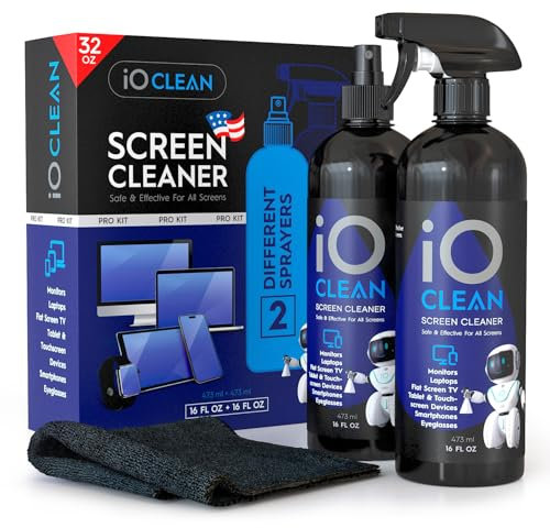 Spray nettoyant pour écran (473,6 g + 453,6 g) - Meilleur grand kit de nettoyage pour TV LCD LED OLED, smartphone, iPad, ordinateur portable, écran tactile, écran d'ordinateur, autres appareils