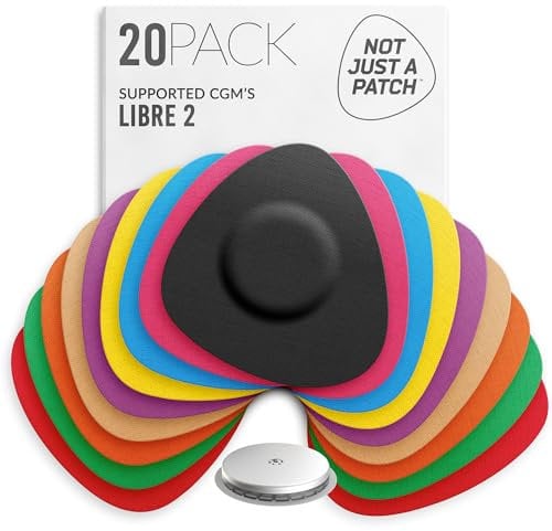 Not Just A Patch Freestyle Libre 2 Sensor Covers (20 Pack) Lingo CGM Patches for Freestyle Libre 2 - Water Resistant & Durable for 10-14 Days - Pre-Cut in Multicolor