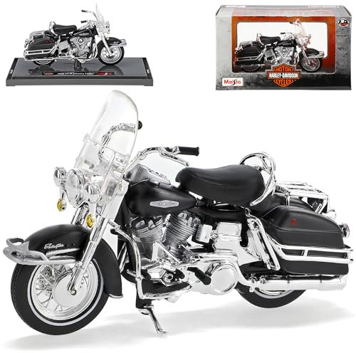 Generisch Harley Davids. 1966 FLH Electra Glide Schwarz 1/18 M*a*i*s*t*o Modell Motorrad mit individiuellem Wunschkennzeichen