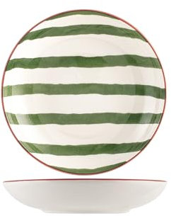 H&H Strip Set 6 Piatti Fondo, Ceramica, 20cm, Natale, Verde