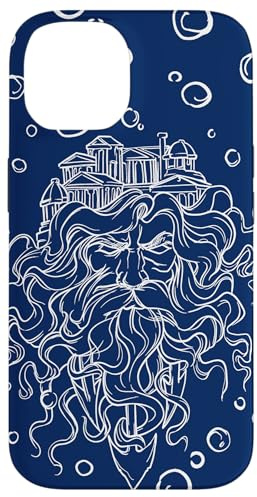 Aesthetic Poseidon Greek Mythology Sea Pattern In Navy Blue Hülle für iPhone 14