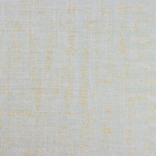 VEELIKE Papier Peint Bleu Or Toile D'herbe Vintage Papier Peint Adhesif Mural Doré Bleu 40 cm x 300 cm Rouleau Adhésif pour Meuble Chambre Salon Stickers Muraux Salle de Bain Imperméable Amovible