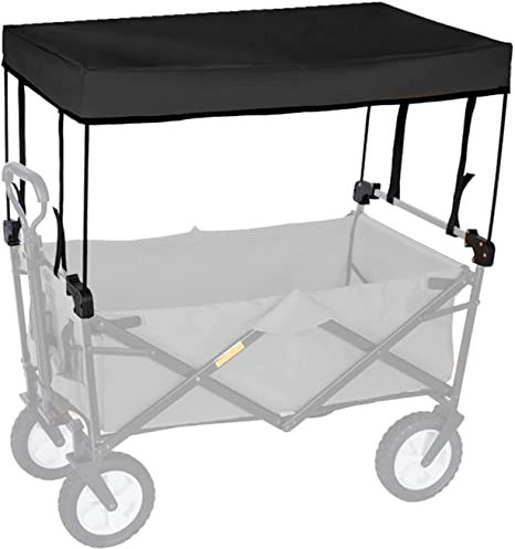 Generisch Faltbare Markise für Bollerwagen - Sonnenschutz für Einkaufen, Camping und Garten - Wasserfest, Oxford-Tuch, Schwarz