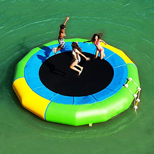 PLJKIHED Aufblasbares Wassertrampolin, Bouncer-Schwimmplattform für Erwachsene und Kinder mit 4-Stufen-Seilleiter für See, Pool, 11,5 Fuß/3,5 m Stabilize