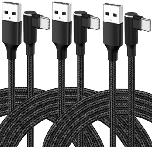 USB C Charger Cable 3Pack 1.8M/6FT USB Type C Charger Cable Fast Charging Right Angle USB C Cable Nylon Braided for Samsung Galaxy S21 S20 S10 S9 S8 Note 10 9 8,Huawei P40 P30 P20,Xiaomi,Google Pixe
