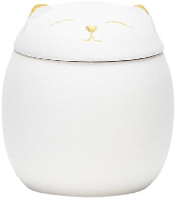 siduytin Large Capacity Ceramic Canisters Cute For Wide Application Ceramics Cat Form Ceramic Tea Jars Cat Shape Storage Jars, white, 500ml