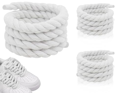 Lhbwhiz 1 par de Cordones Gruesos,Cordones para Zapatos,Cordones Gruesos,Cordones para Zapatos,Cordones para Zapatos de 8 mm (150 cm),Cordones de Cuerda para Bricolaje,para Zapatillas(Redondo,Blanco)
