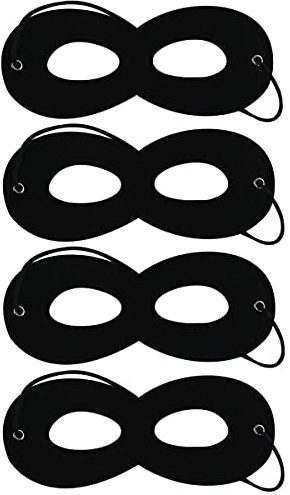4Pcs Black Superhero Masks Felt Eye Mask Halloween Costume Masks with Adjustable Elastic Ropes