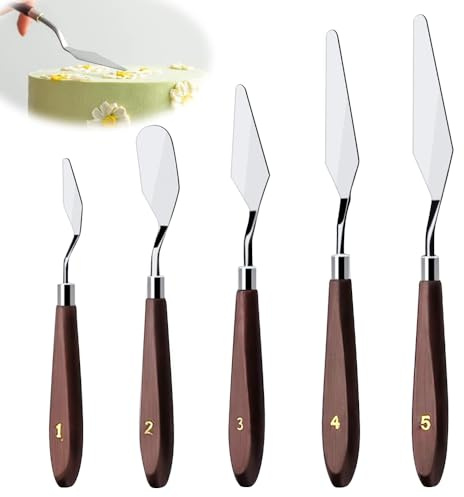 Casenly Streichpalette Set, 5 Stück Edelstahl Winkelpalette Torte, Streichpaletten für Torten Kuchen Creme Spachtel, Creme Spachtel Zubehör zum Dekorieren von Kuchen für Torte, Backen, Strukturpaste