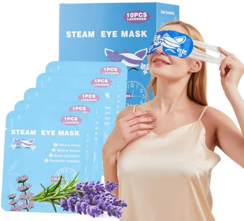 JEYAMOO Dampf-Augenmaske für trockene Augen, selbstheizende Augenmaske zum Schlafen, Spa, Linderung von Stress und Ermüdung der Augen (10 Stück, Lavendel)
