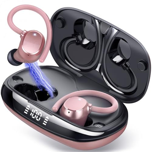 Auriculares Inalambricos, Auriculares Bluetooth 5.3 HiFi Estéreo Deportivos con 4 ENC Cancelacion Ruido HD Microfono, 80H Cascos Inalambricos Bluetooth LED Pantalla,IP7 Impermeable para Running Sport