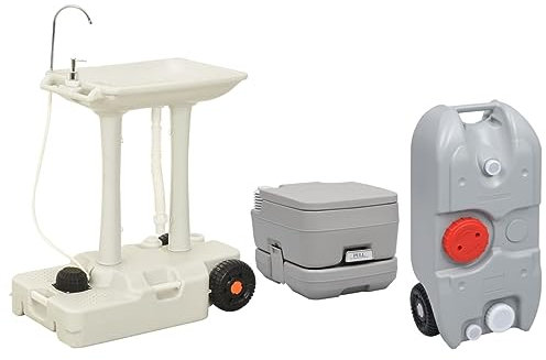 Furniture Select-Portable Camping Toilet and Handwash Stand Set with Water Tank