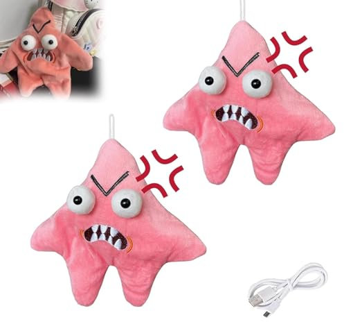 Avanise Grumpy Seestern Spielzeug, Angry Star Spielzeug, Angry Star Spielzeug, Angry Star Gesicht Plüsch, Bewegliche Angry Star Fish Plüsch Puppe (Rosa-2 Stück,Upgrade)
